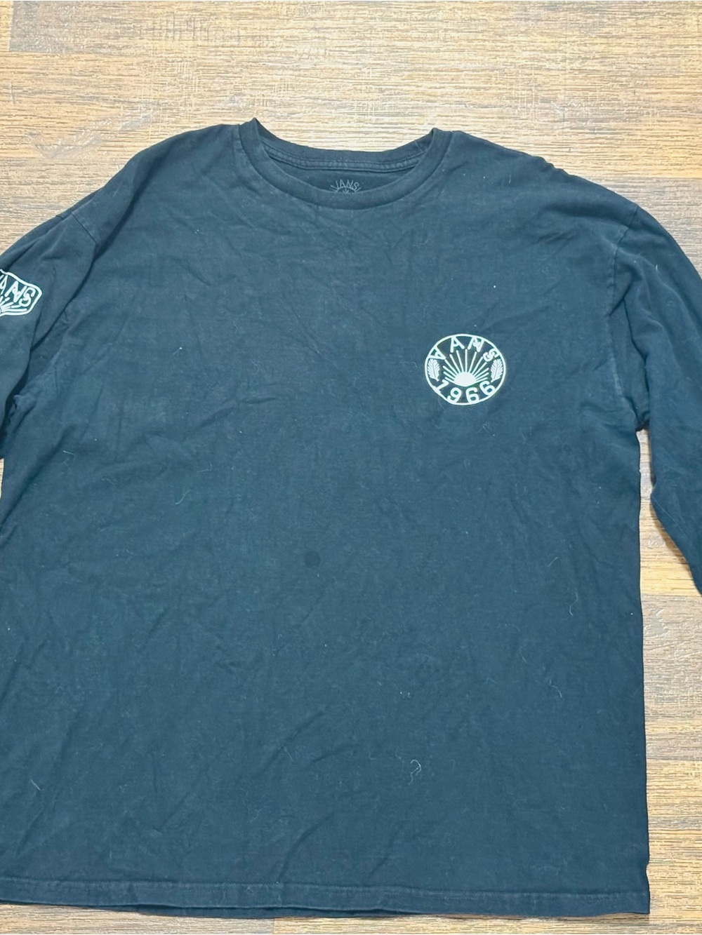 Vans Black Long-Sleeve Graphic Tee with Small Chest Logo